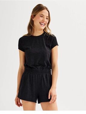 Flx travel wanderer Romper Women S heather gray Short Sleeve Athleisure Chic